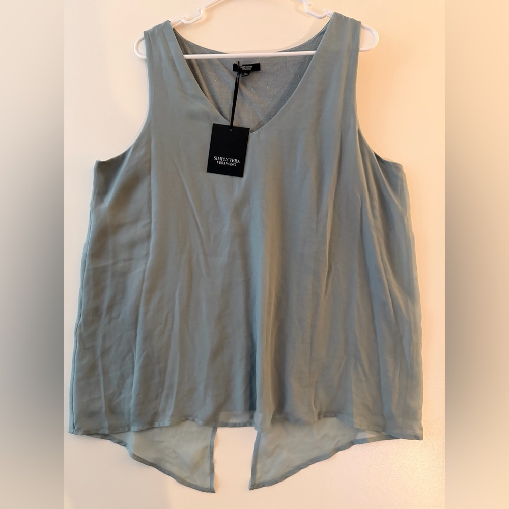 Simply Vera Vera Wang Sage Green Sleeveless V-Neck Tank